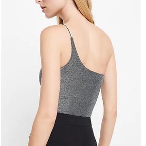 EXPRESS Sparkly One Shoulder Thong Bodysuit Size Small